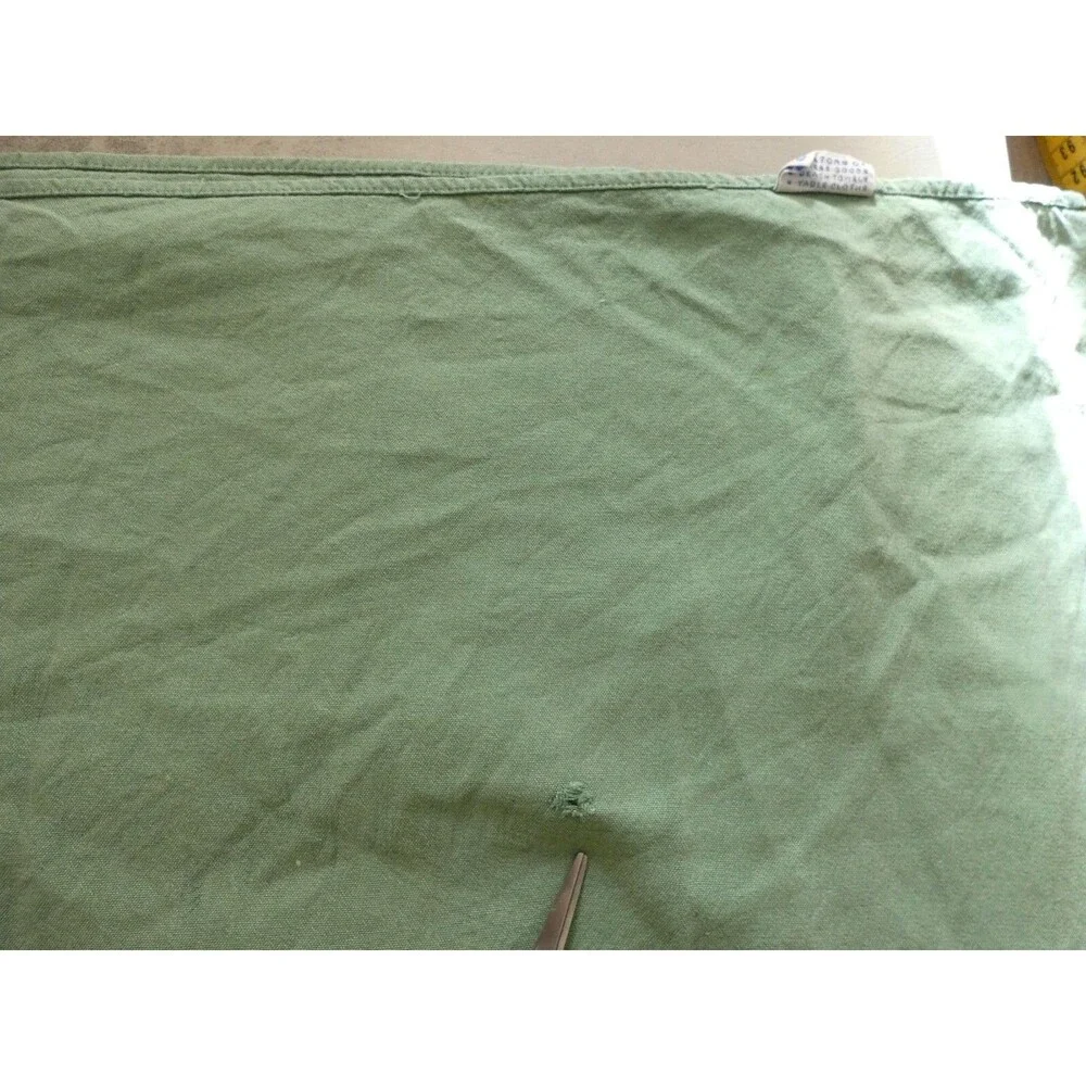 VTG California Hand Prints Tablecloth MCM Green Holiday Candles Spruce 64